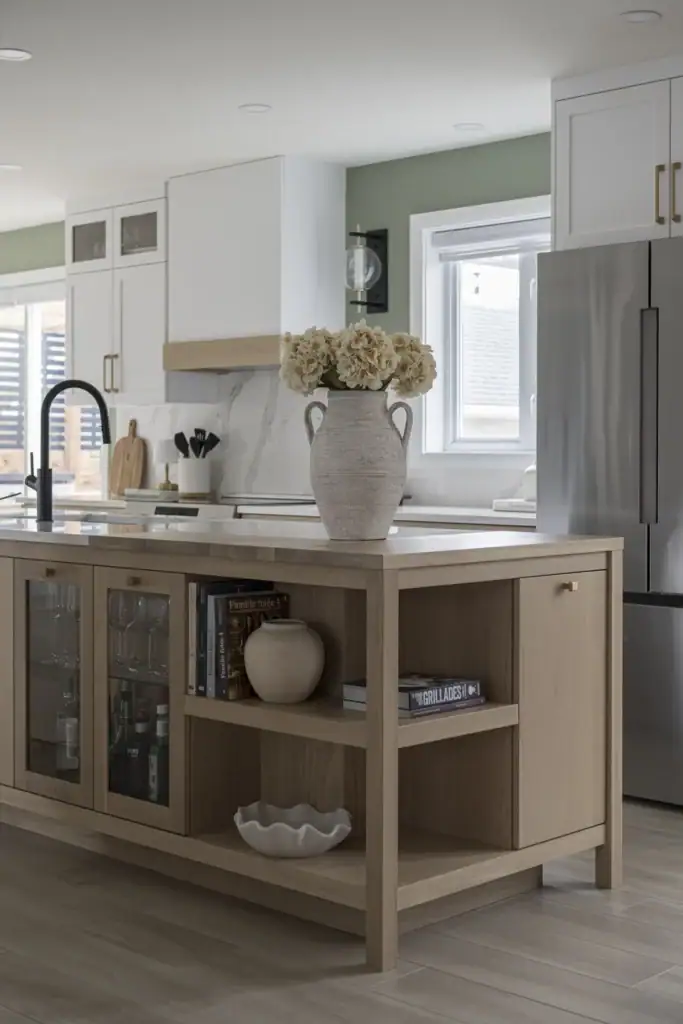 Cuisine moderne avec îlot en bois