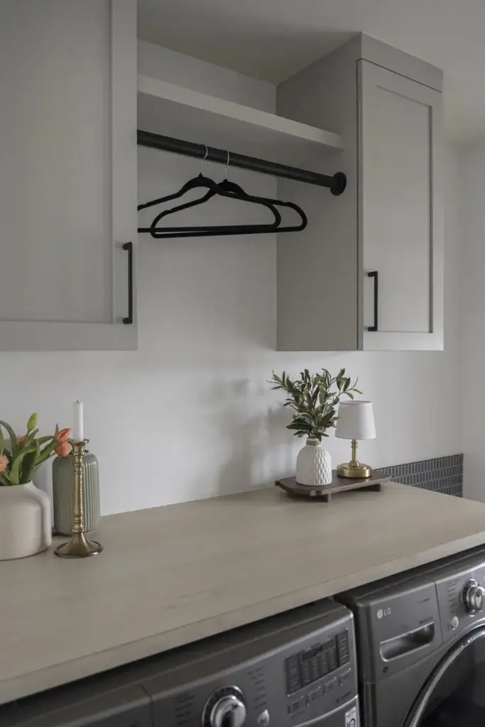 Buanderie moderne avec plantes décoratives
